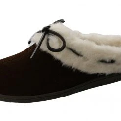Clarks Of England Clarks Womens Winter Cozy Fur Easy On Lightweight Suede Slippers