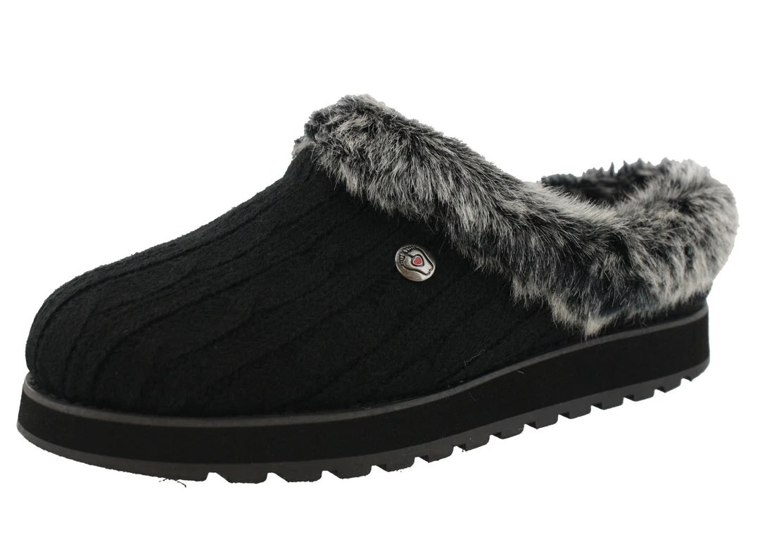 Skechers Women Wide Width Furry Cozy Open Back Slippers Ice Angel 16 Skechers Women Wide Width Furry Cozy Open Back Slippers Ice Angel