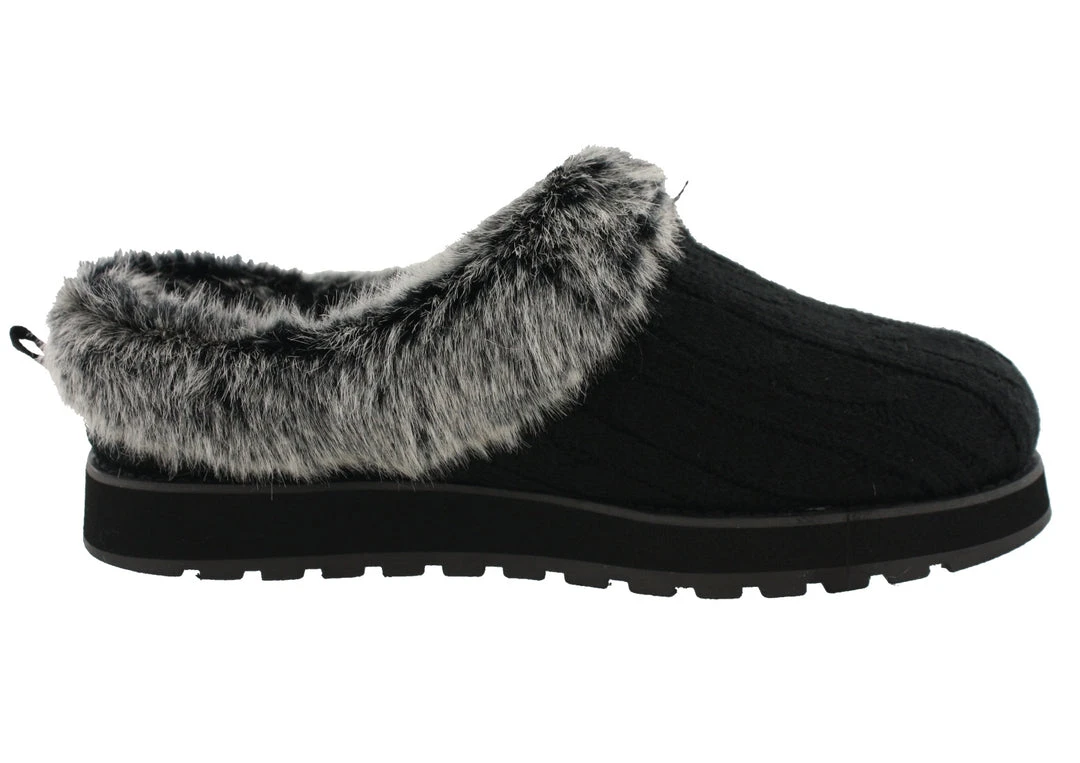Skechers Women Wide Width Furry Cozy Open Back Slippers Ice Angel 3 Skechers Women Wide Width Furry Cozy Open Back Slippers Ice Angel