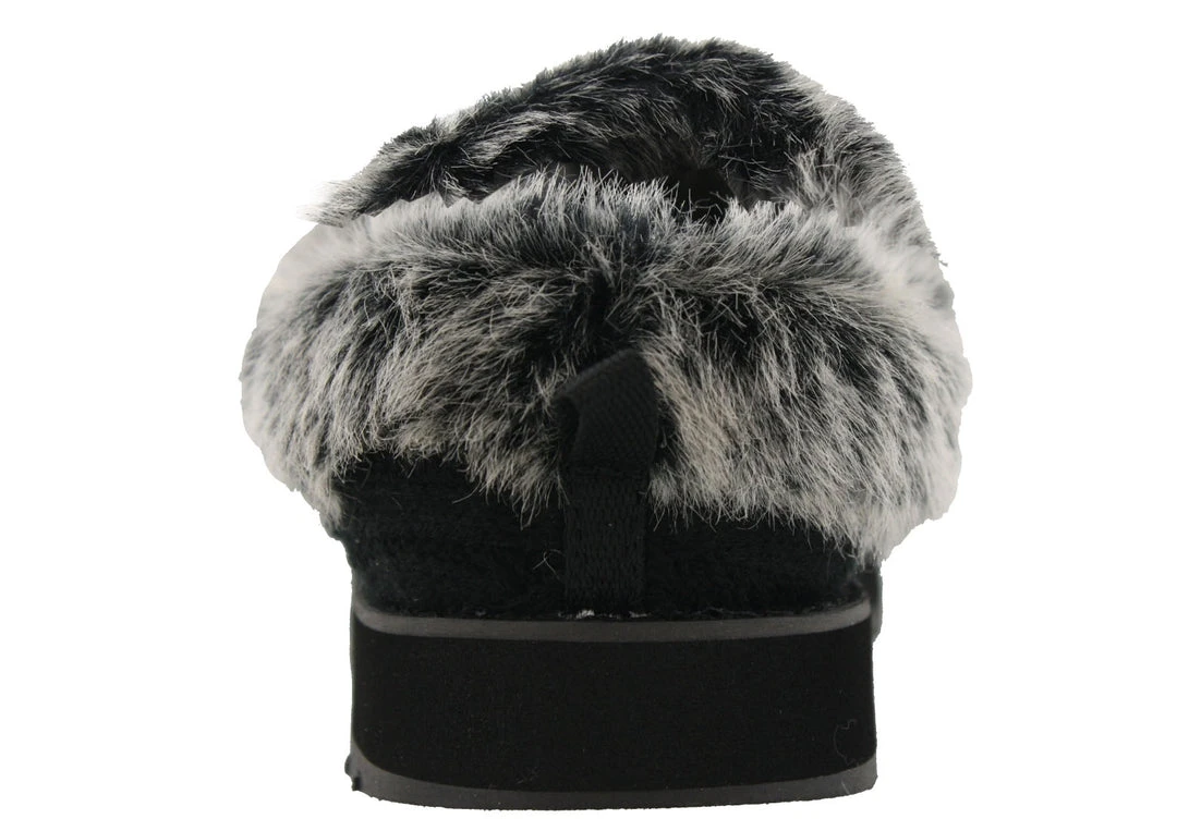 Skechers Women Wide Width Furry Cozy Open Back Slippers Ice Angel 5 Skechers Women Wide Width Furry Cozy Open Back Slippers Ice Angel
