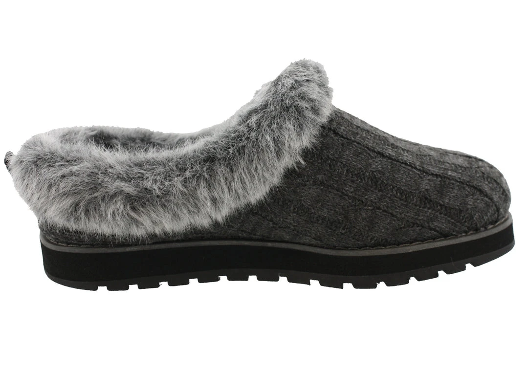 Skechers Women Wide Width Furry Cozy Open Back Slippers Ice Angel 8 Skechers Women Wide Width Furry Cozy Open Back Slippers Ice Angel