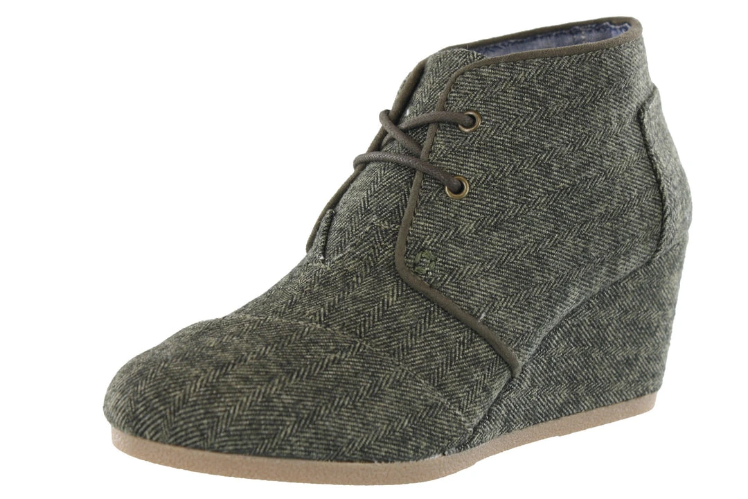 Toms Women Desert Wedge Lace Up Booties 6 Toms Women Desert Wedge Lace Up Booties